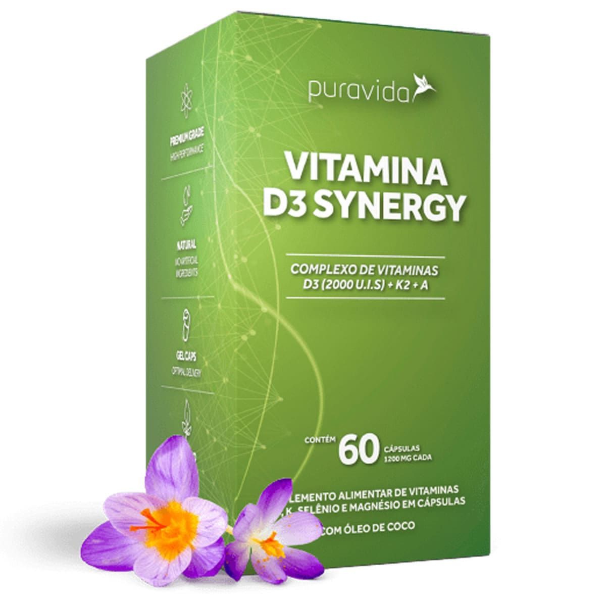 Vitamina D3 Synergy - 60 C�psulas - Puravida