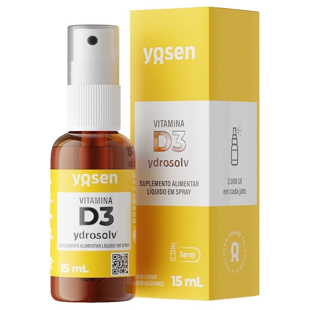 Vitamina D3 Ydrosolv - 15ml Spray Sem Sabor - Yosen