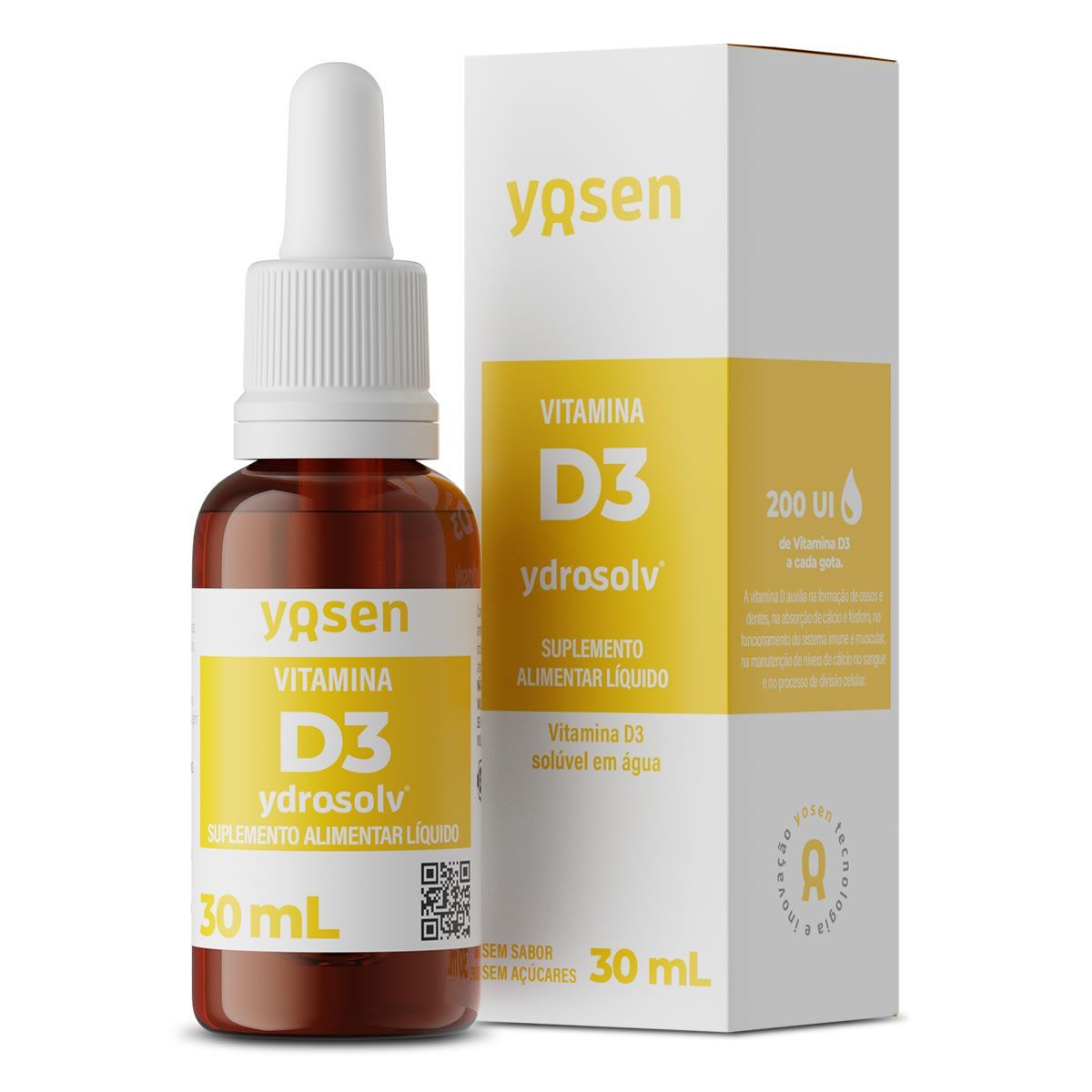 Vitamina D3 Ydrosolv - 30ml Gotas Sem Sabor - Yosen