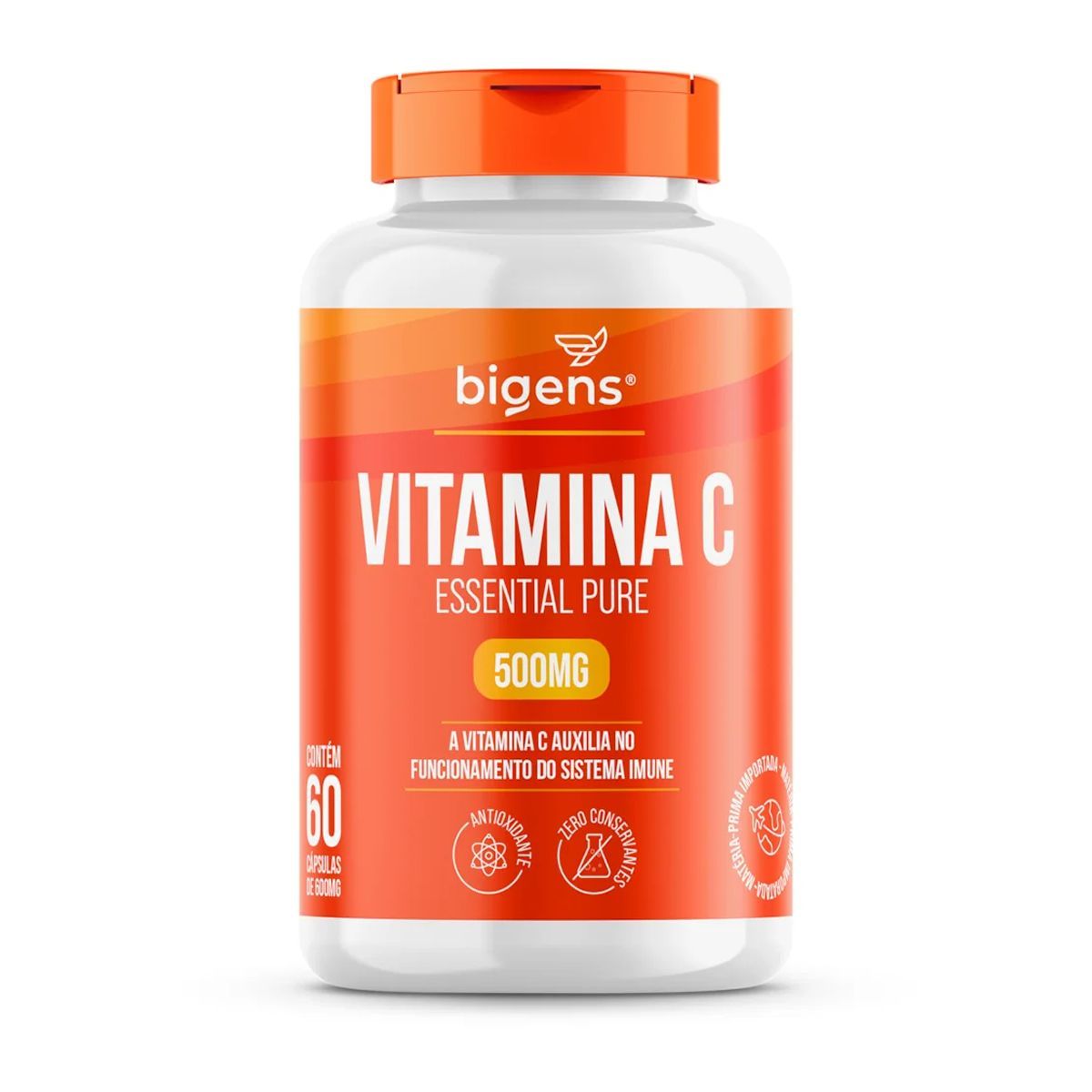 Vitamina C Essential Pure 500mg - 60 C�psulas - Bigens