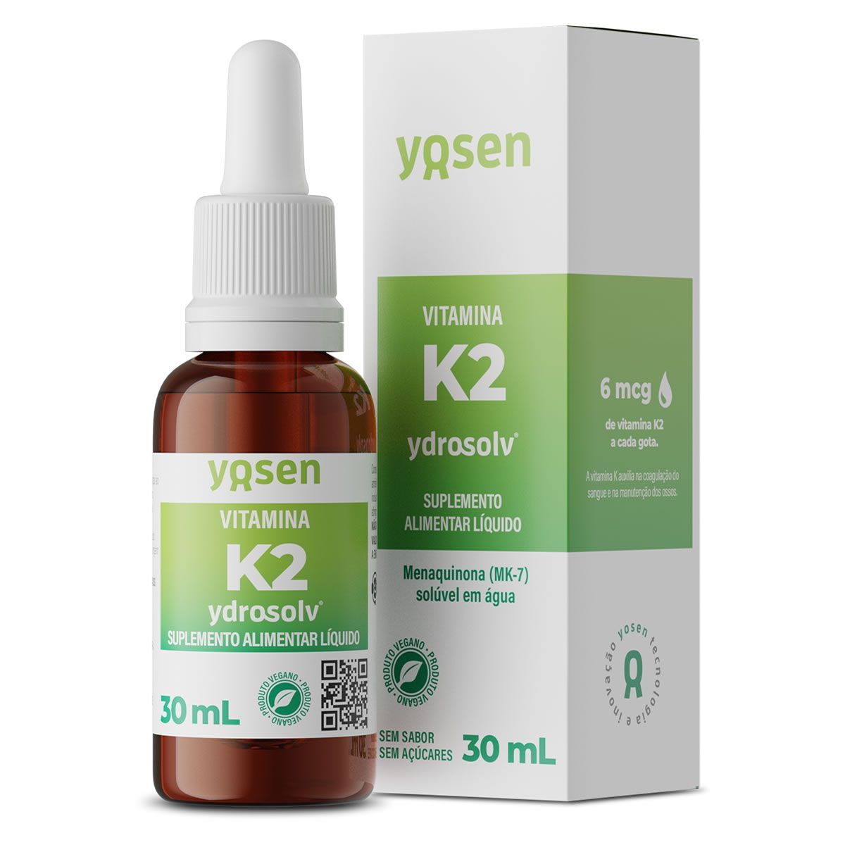 Vitamina K2 Ydrosolv - 30ml Gotas Sem Sabor - Yosen