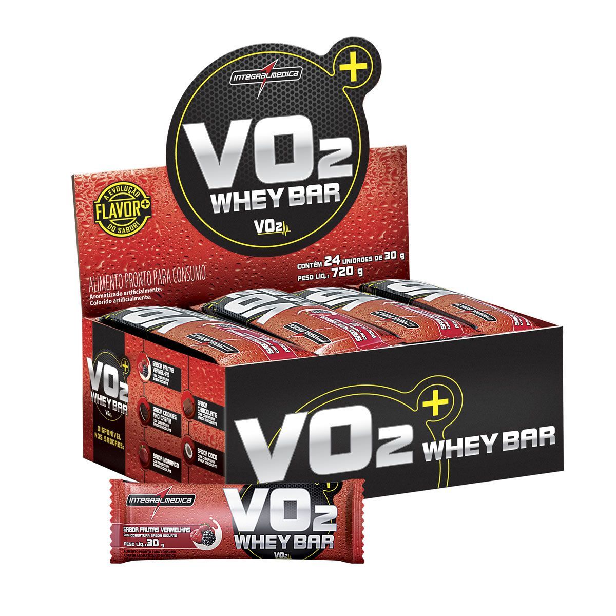 VO2 Whey Bar - 24 Unidades 30g Frutas Vermelhas c/ Iorgute - IntegralM�dica