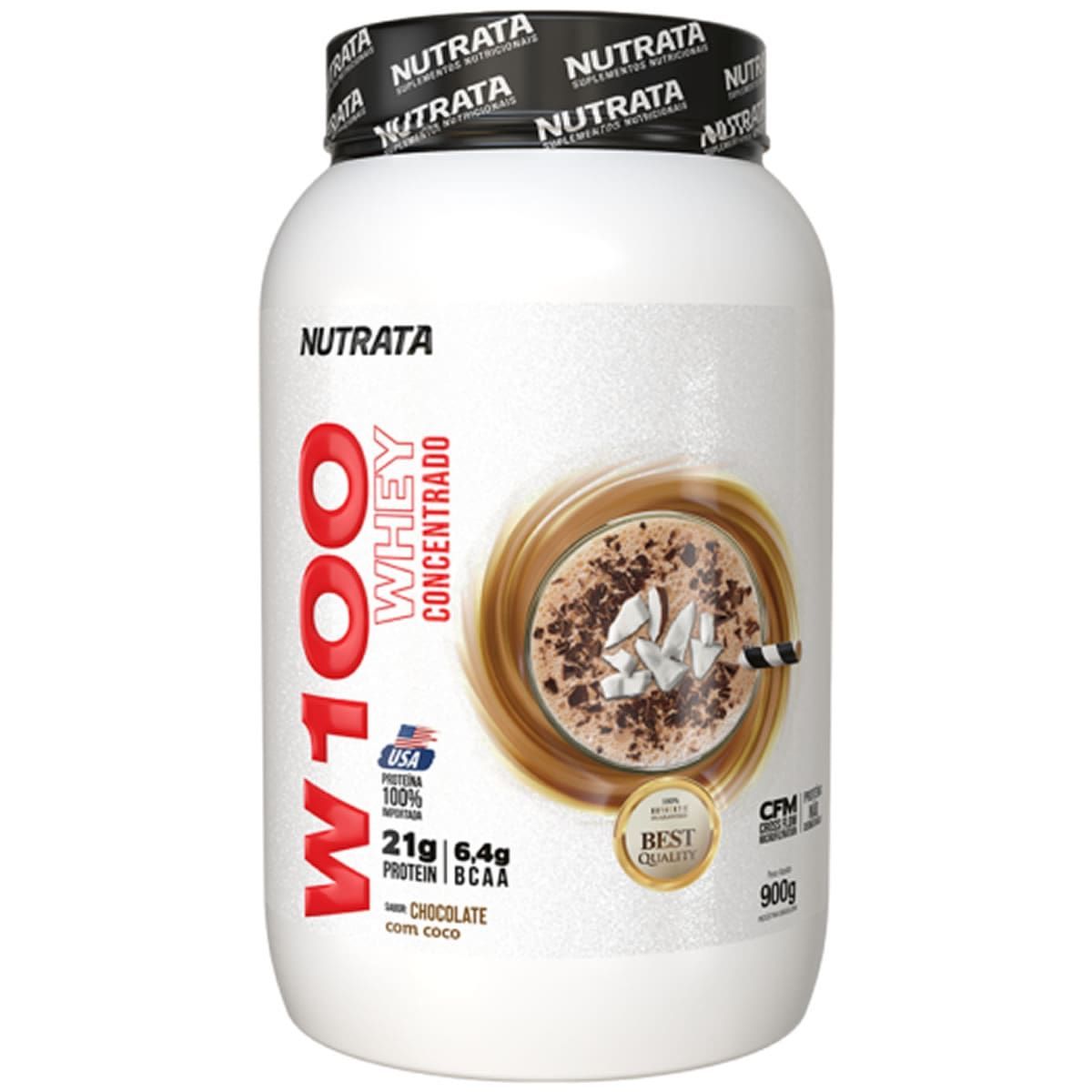 W100 Whey - 900g Chocolate com Coco - Nutrata*** Data Venc. 30/06/2025