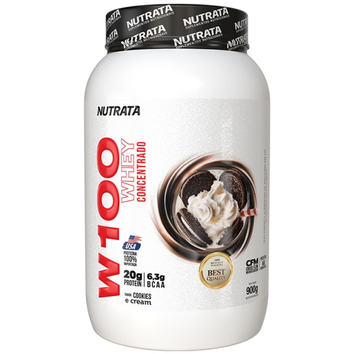 W100 Whey - 900g Cookies Cream - Nutrata*** Data Venc. 30/06/2025