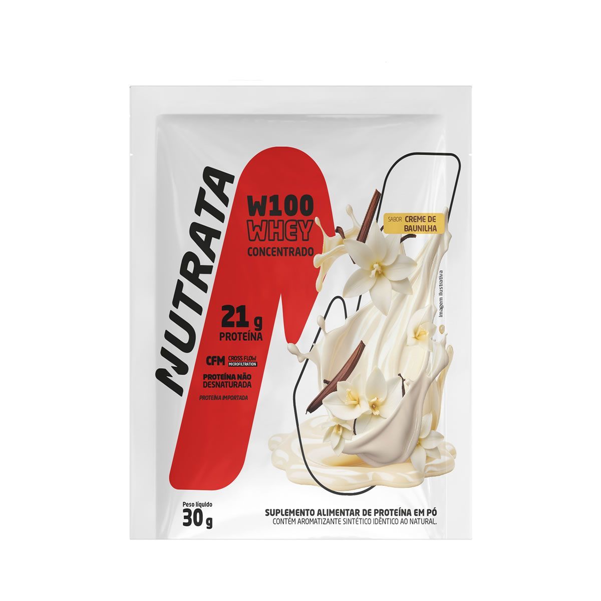 W100 Whey Concentrado - 1 Sach� 30g Baunilha - Nutrata