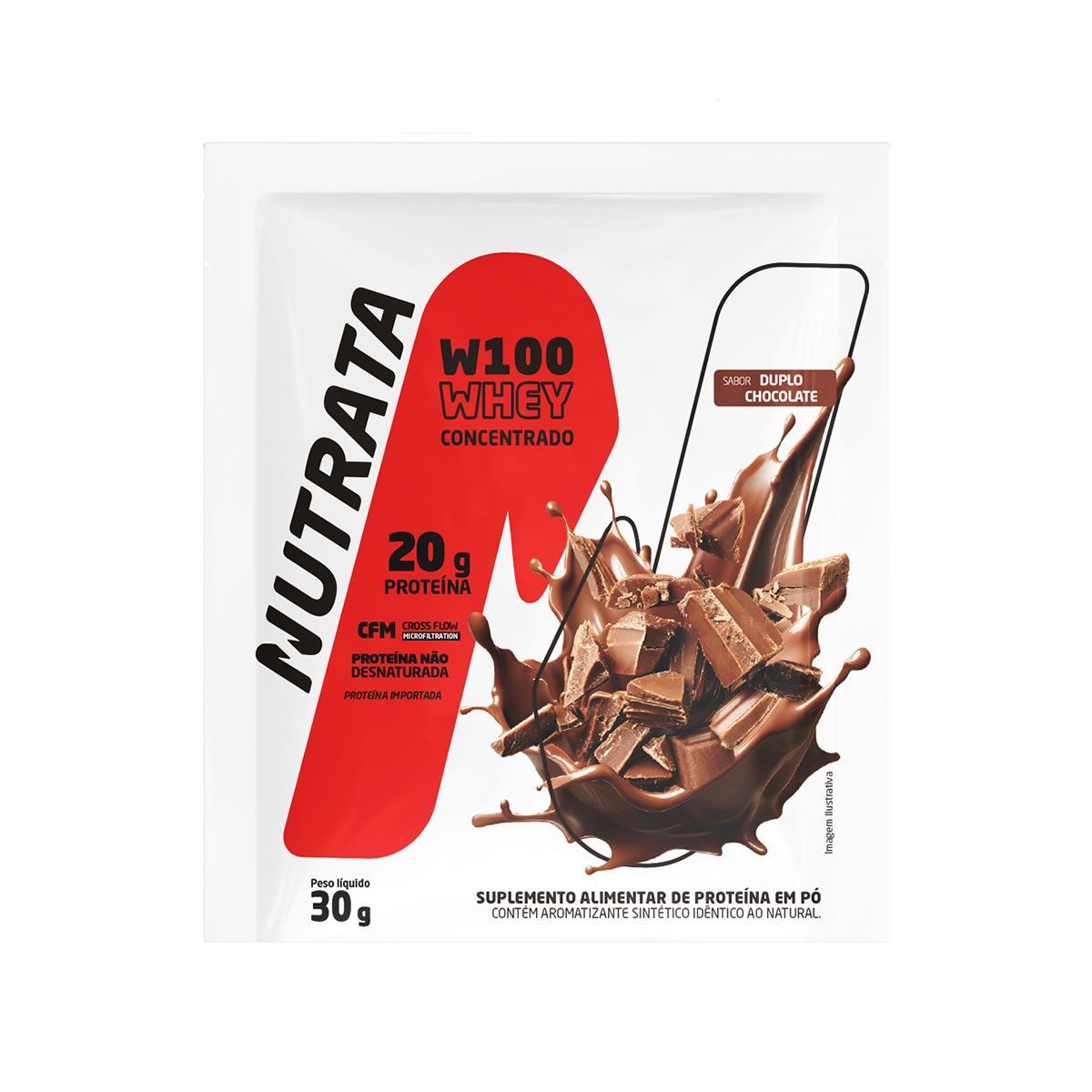 W100 Whey Concentrado - 1 Sach� 30g Chocolate - Nutrata