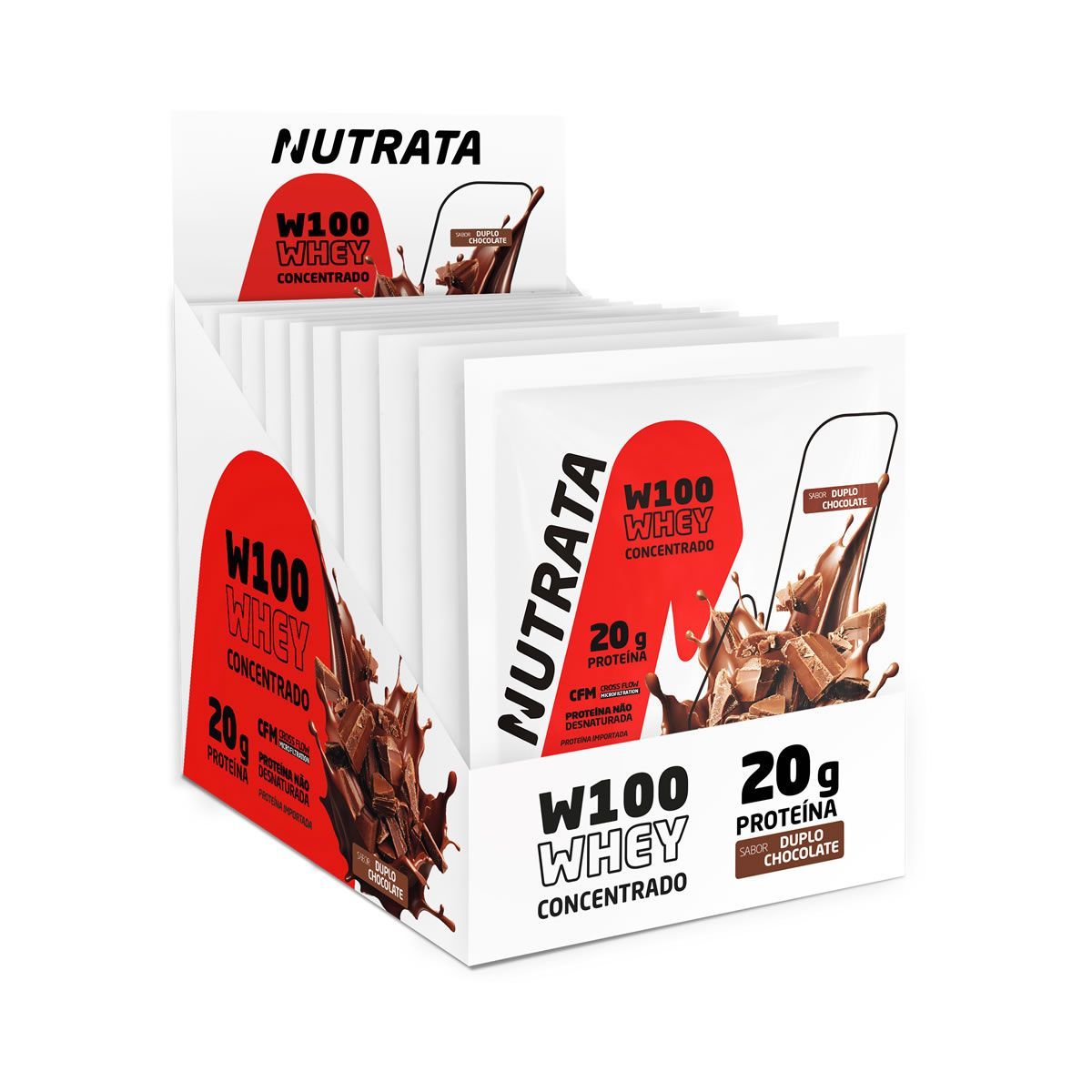 W100 Whey Concentrado - 12 Sach�s 30g Chocolate - Nutrata
