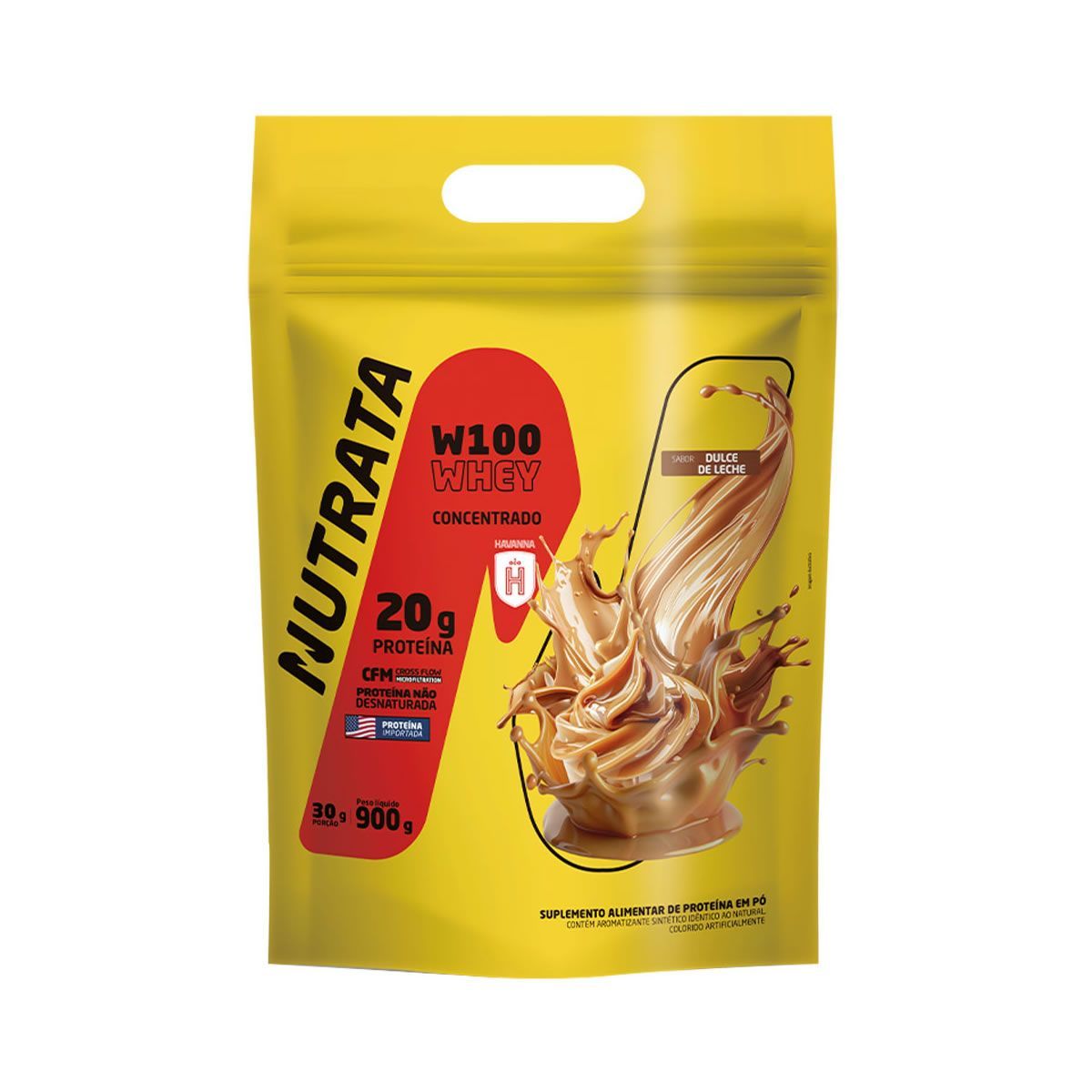 W100 Whey Concentrado - 900g Refil Dulce de Leche Havanna - Nutrata