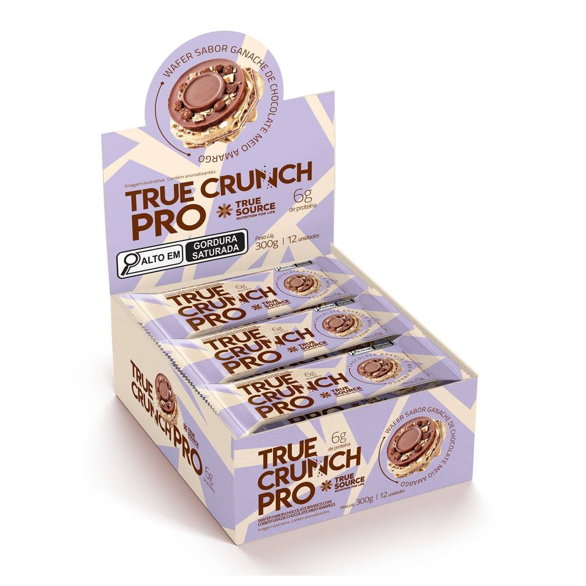Wafer True Crunch Pro - Caixa com 12 Unidades de 25g Chocolate Meio Amargo - True Source