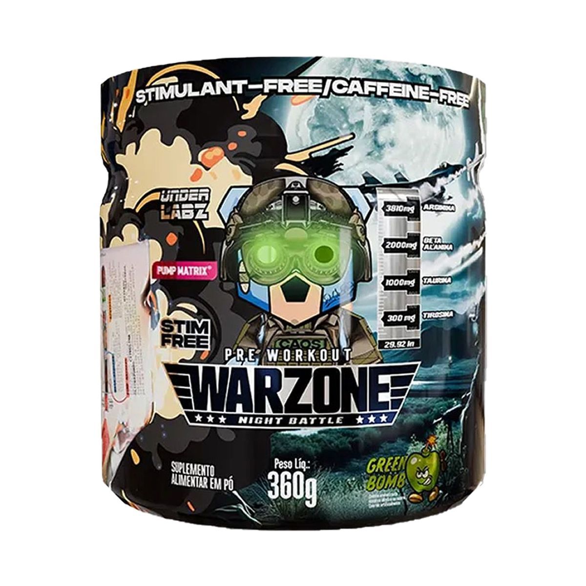 Warzone Night Battle Pr�-Treino - 360g Green Bomb - Under Labz