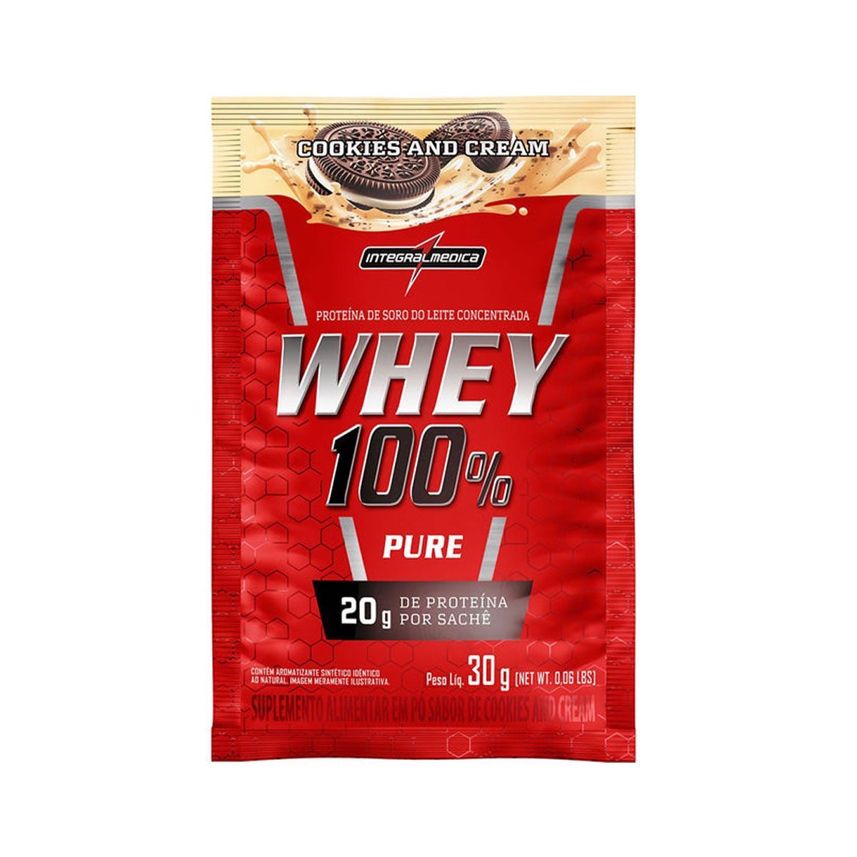 Whey 100% - 1 Sach� 30g Cookies and Cream - Integral M�dica