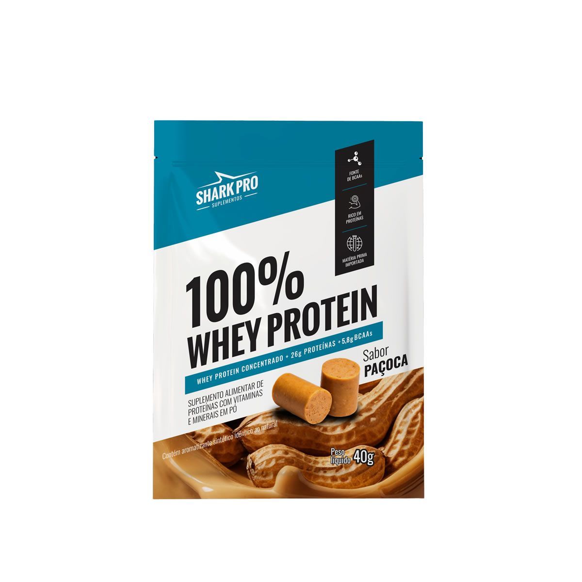 100% Whey Protein - 1 Sach� 40g Pa�oca - Shark Pro