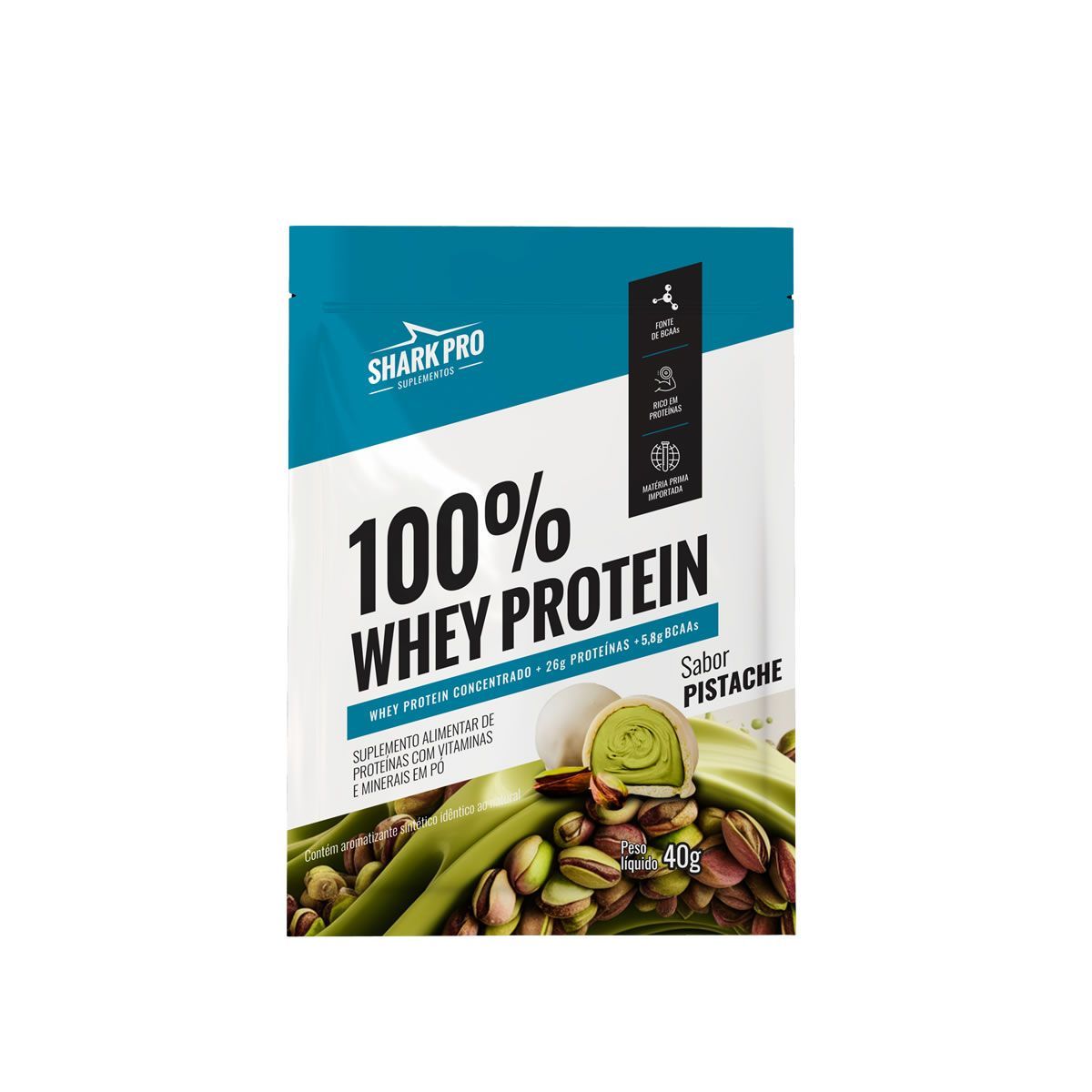 100% Whey Protein - 1 Sach� 40g Pistache - Shark Pro