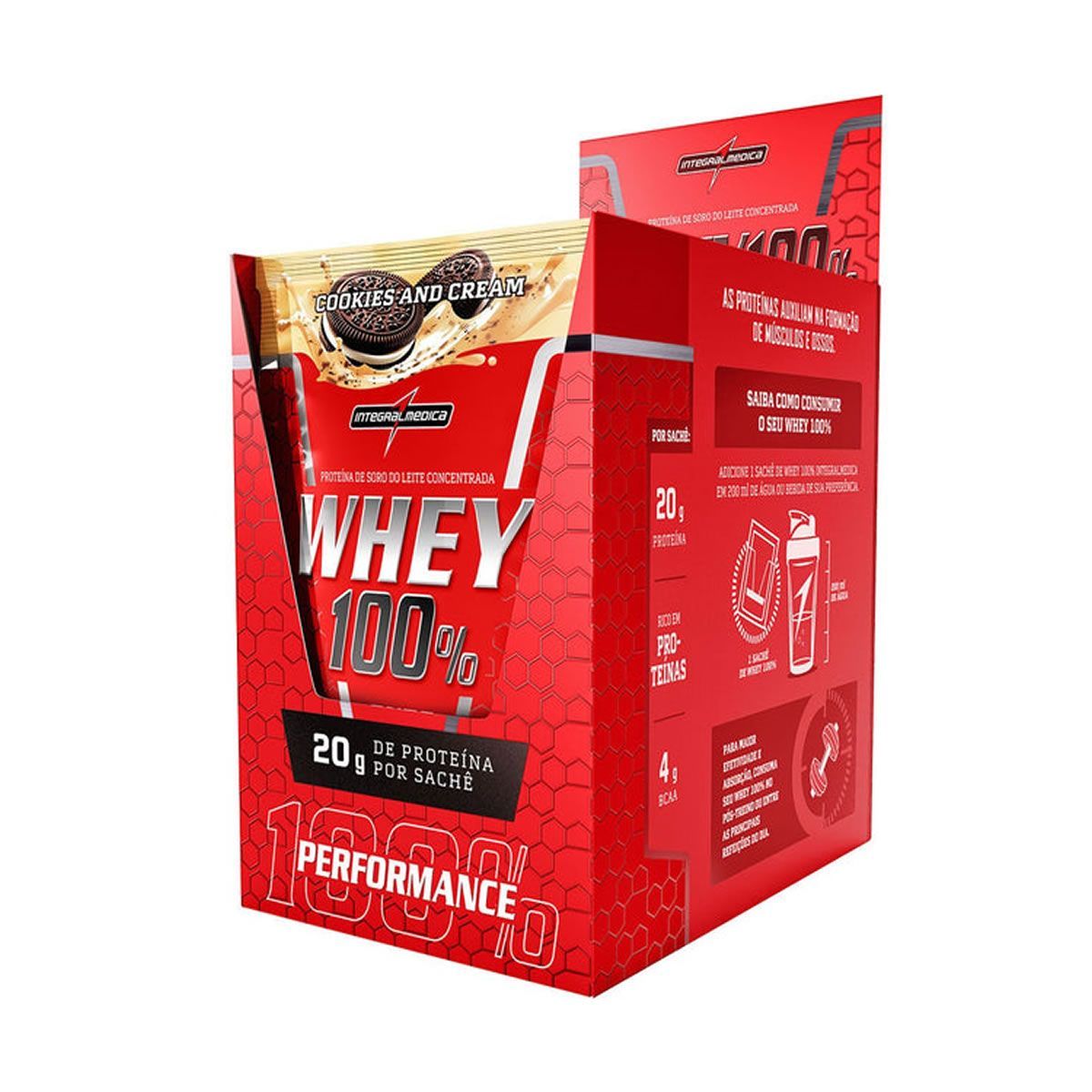 Whey 100% - 10 Sach�s 30g Cookies and Cream - Integral M�dica