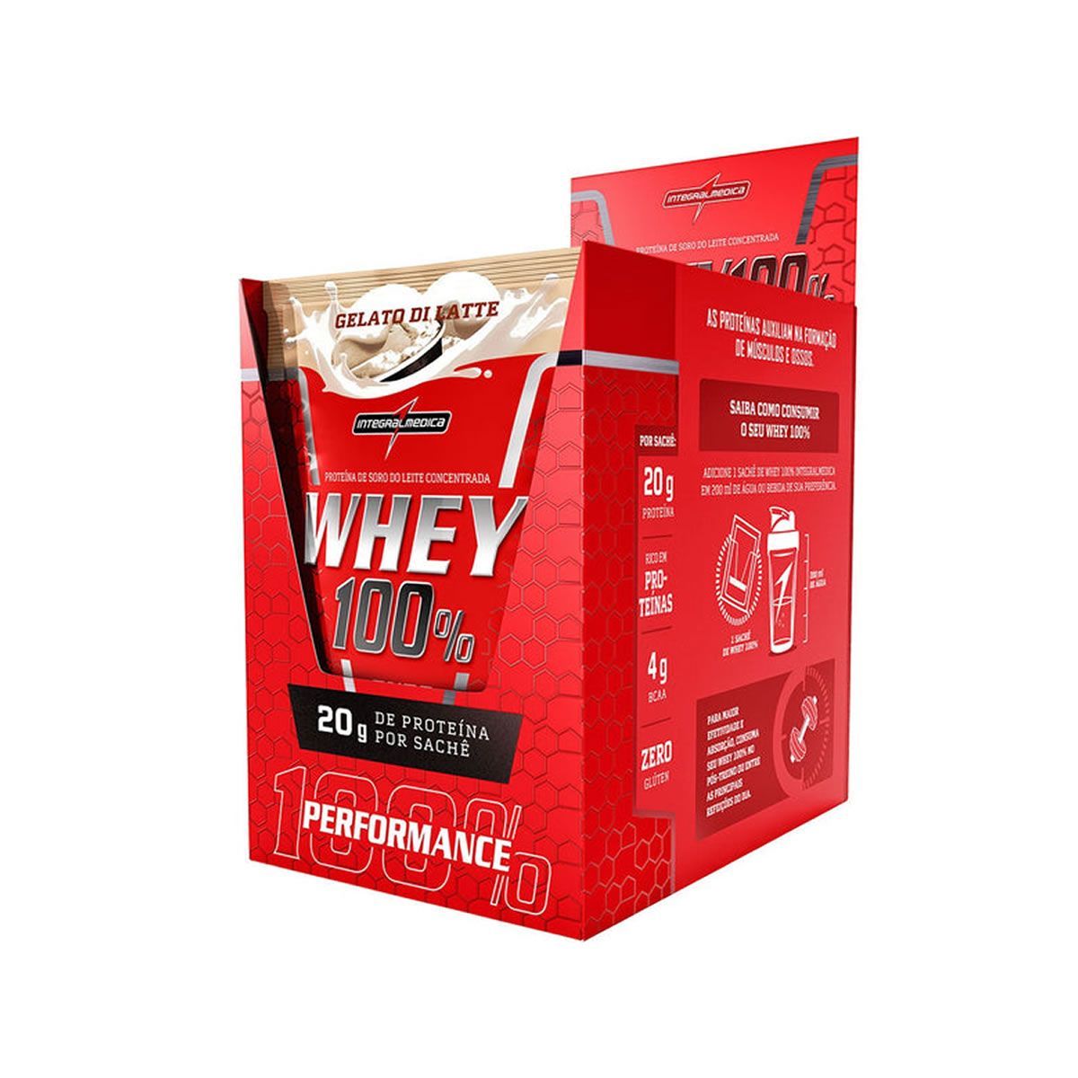 Whey 100% - 10 Sach�s 30g Gelato di Latte - Integral M�dica