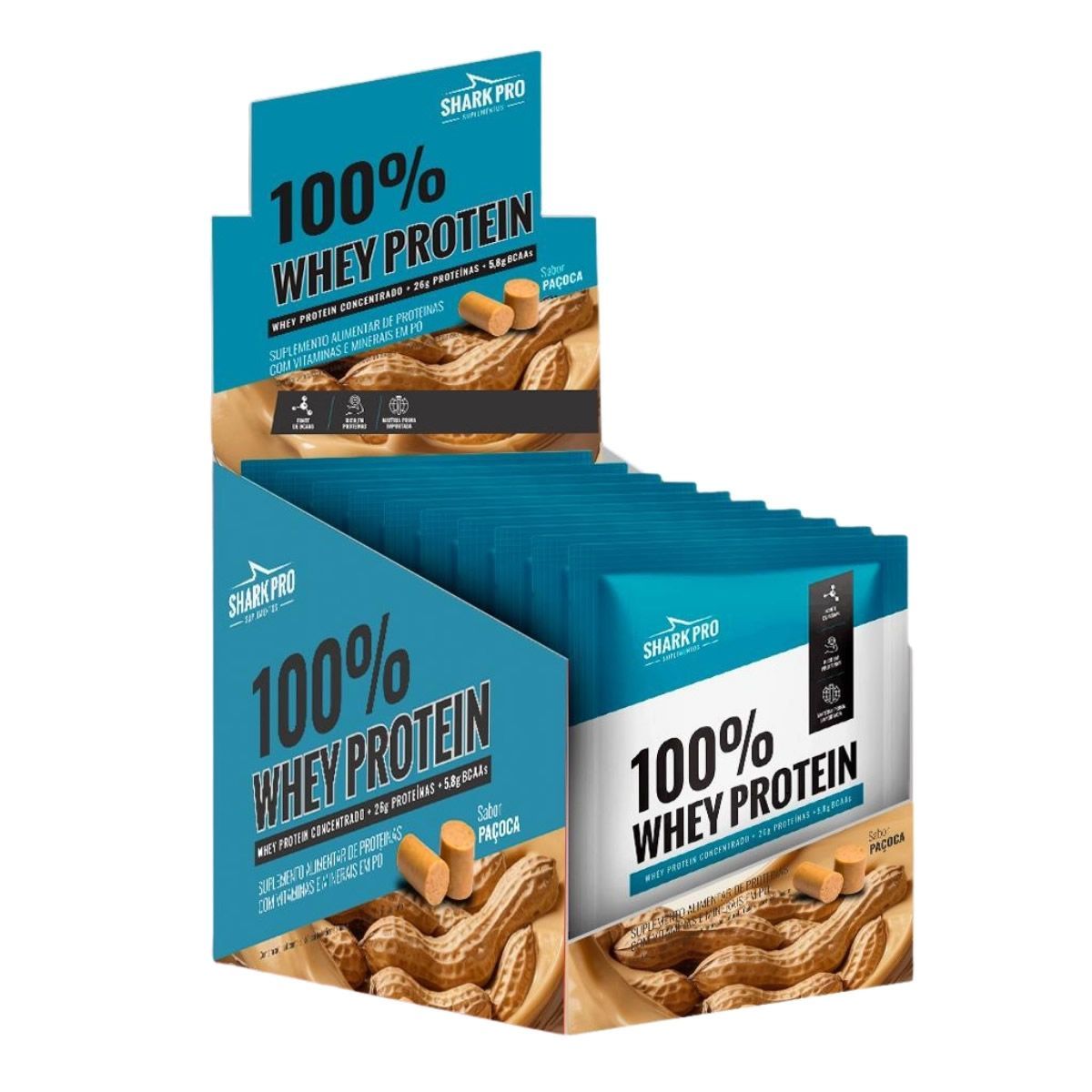 100% Whey Protein - 10 Sach�s 40g Pa�oca - Shark Pro