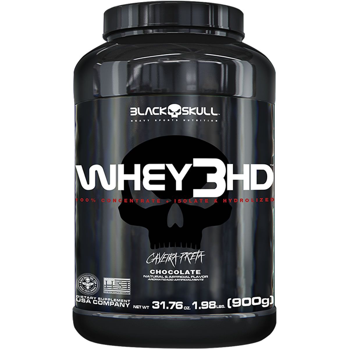 Whey 100%  3HD  - 900g Chocolate - Black Skull*** Data Venc. 30/04/2024