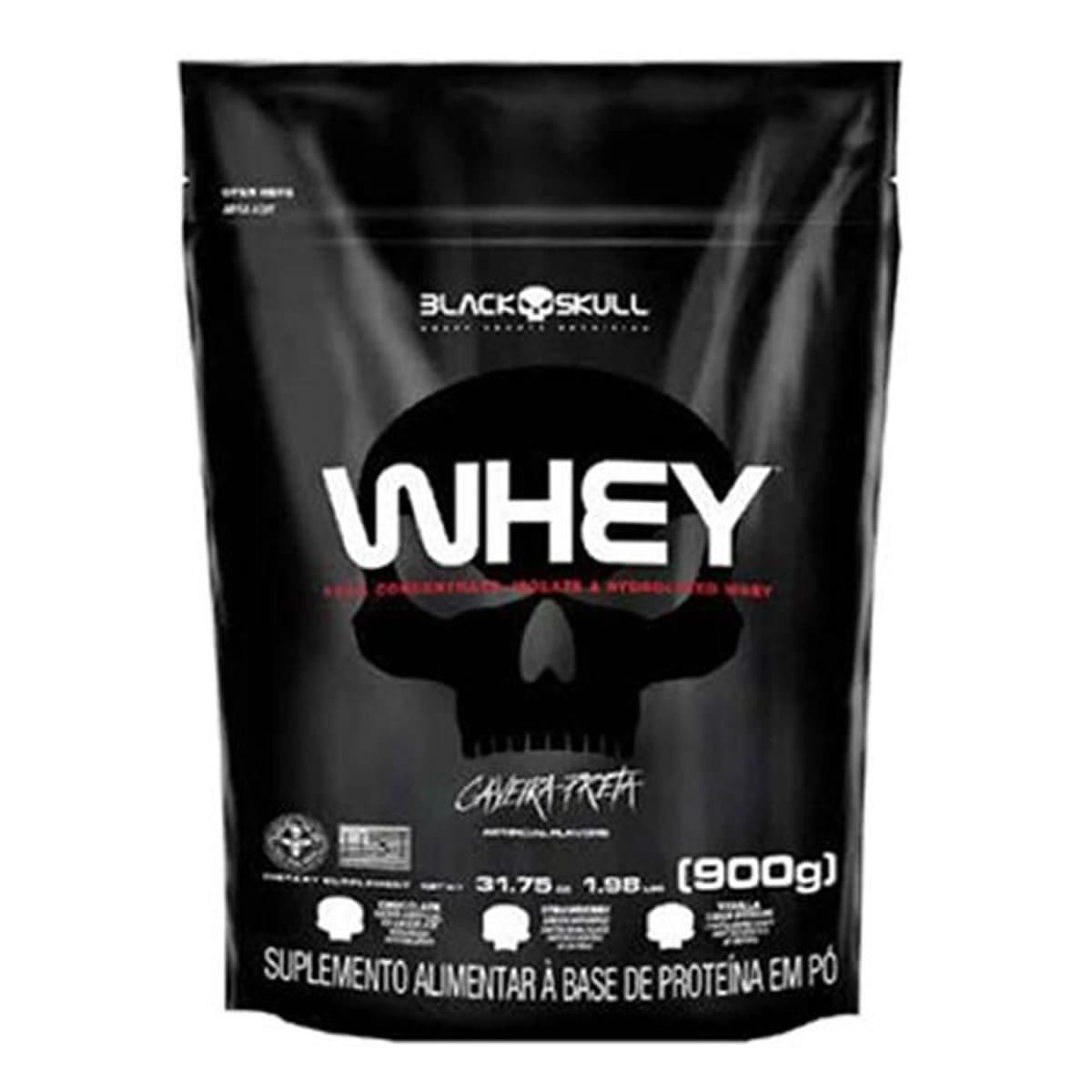 Whey 100% Concentrado Isolado Hidrolisado - 900g Refil Chocolate - Black Skull