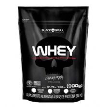 Whey 100% Concentrado Isolado Hidrolisado - 900g Refil Morango - Black Skull