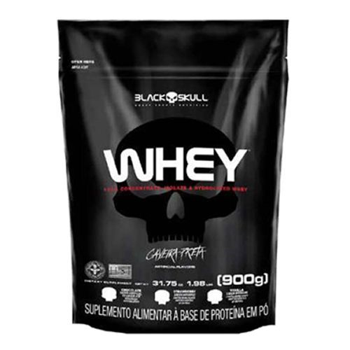 Whey 100% Concentrado Isolado Hidrolisadol - 900g Refil Baunilha - Black Skull
