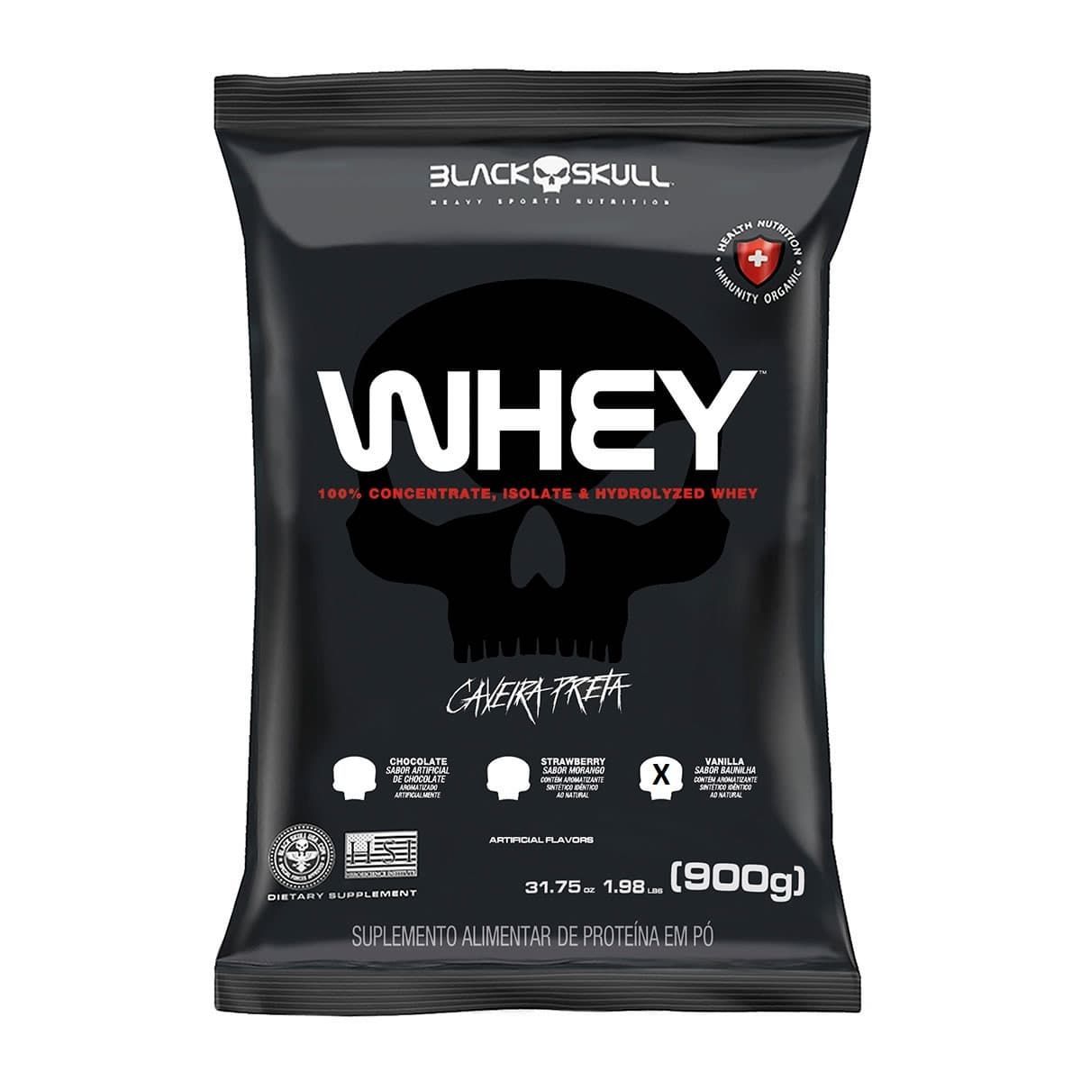 Whey 100% Concentrate - 900g Refil Baunilha  - Black Skull
