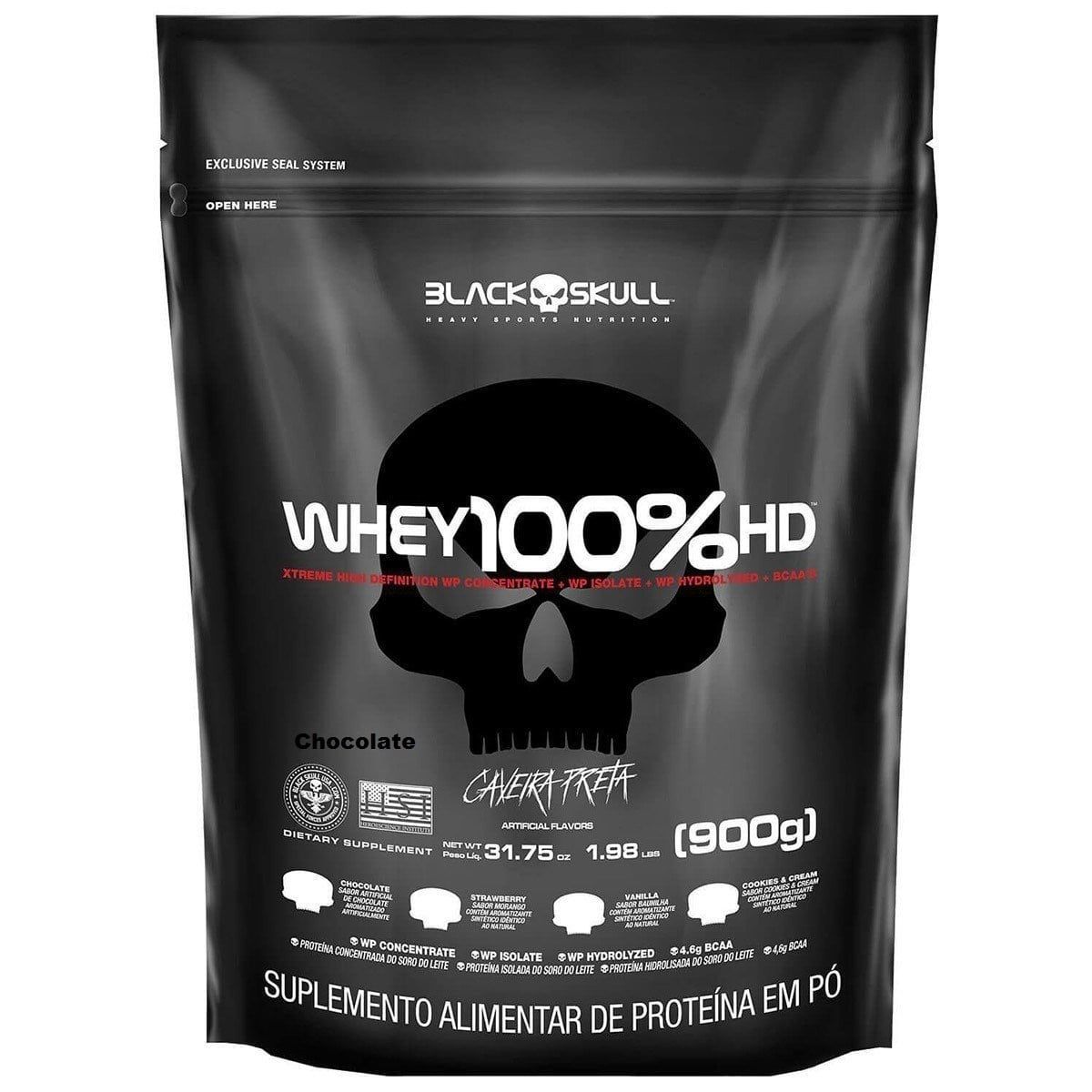 Whey 100% HD - 900g Refil Chocolate - Black Skull