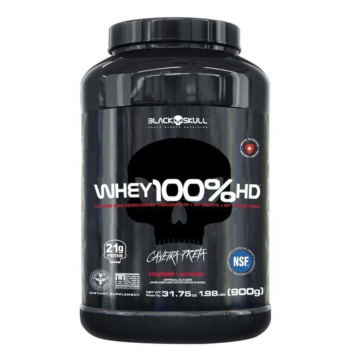 Whey 100% HD - 900g Morango - BlackSkull
