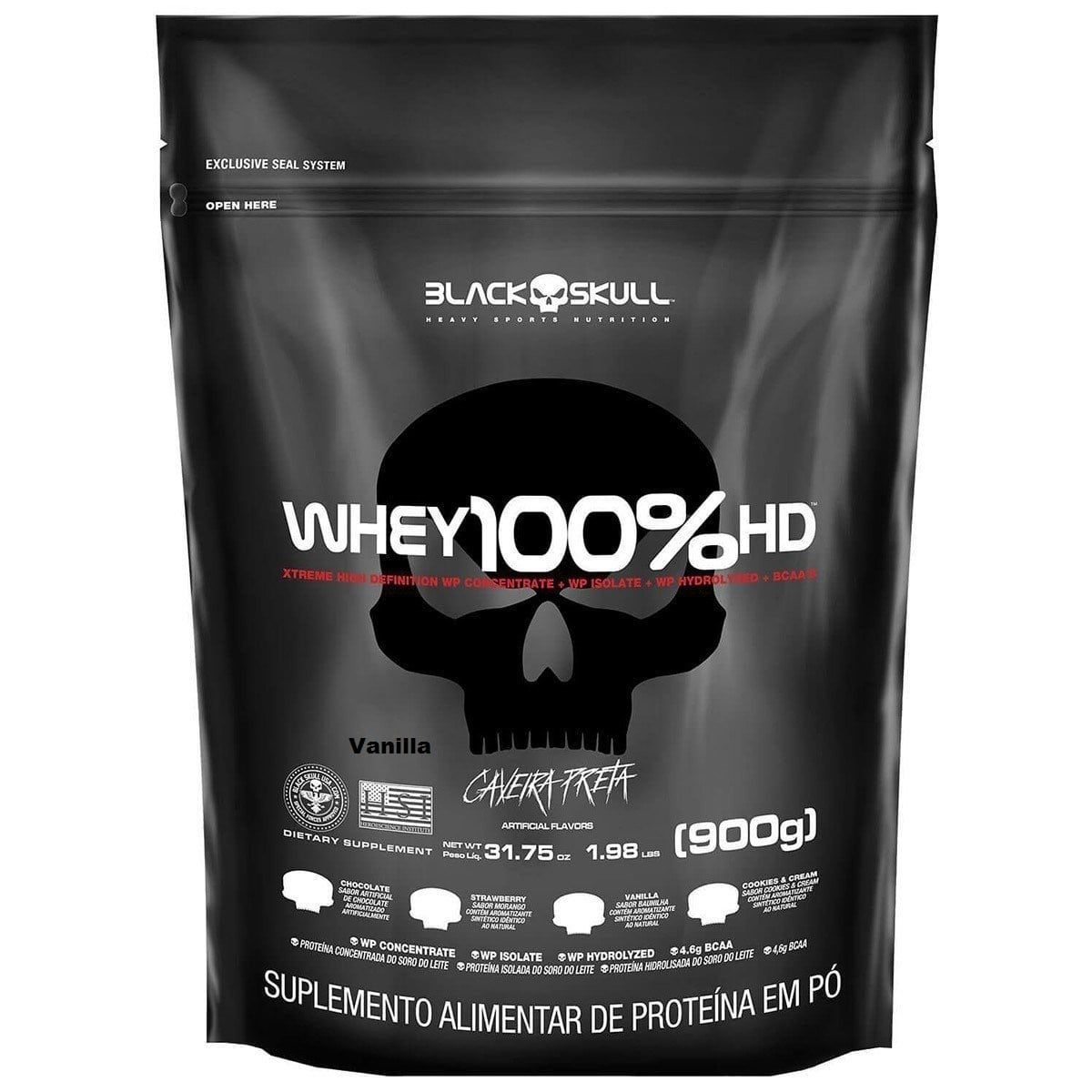 Whey 100% HD - 900g Refil Baunilha - Black Skull