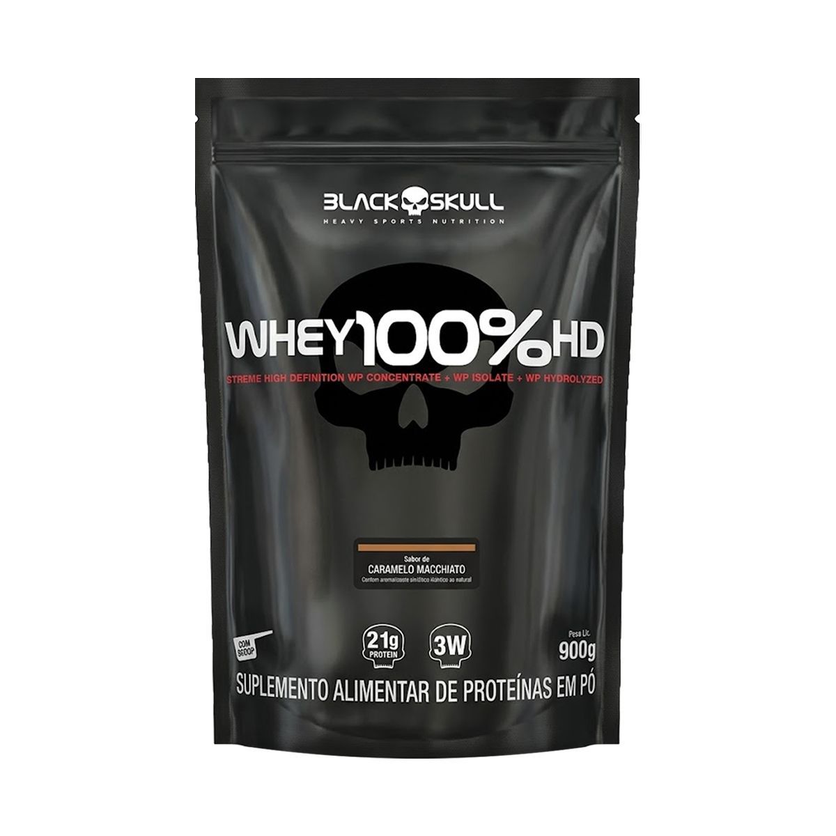 Whey 100% HD - 900g Refil Caramel Macchiato - Black Skull