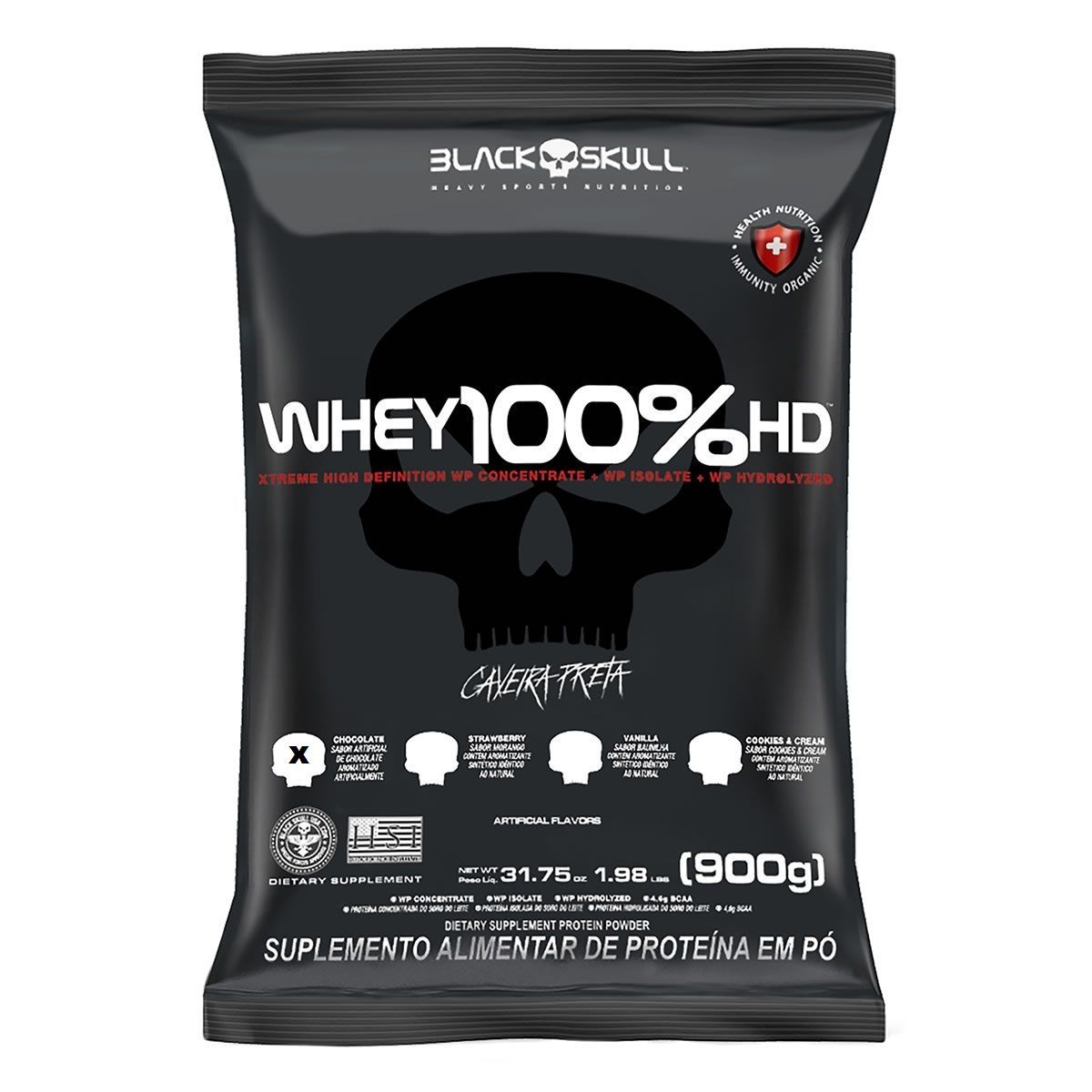 Whey 100% HD - 900g Refil Chocolate - Black Skull***AE*** Data Venc. 30/12/2027