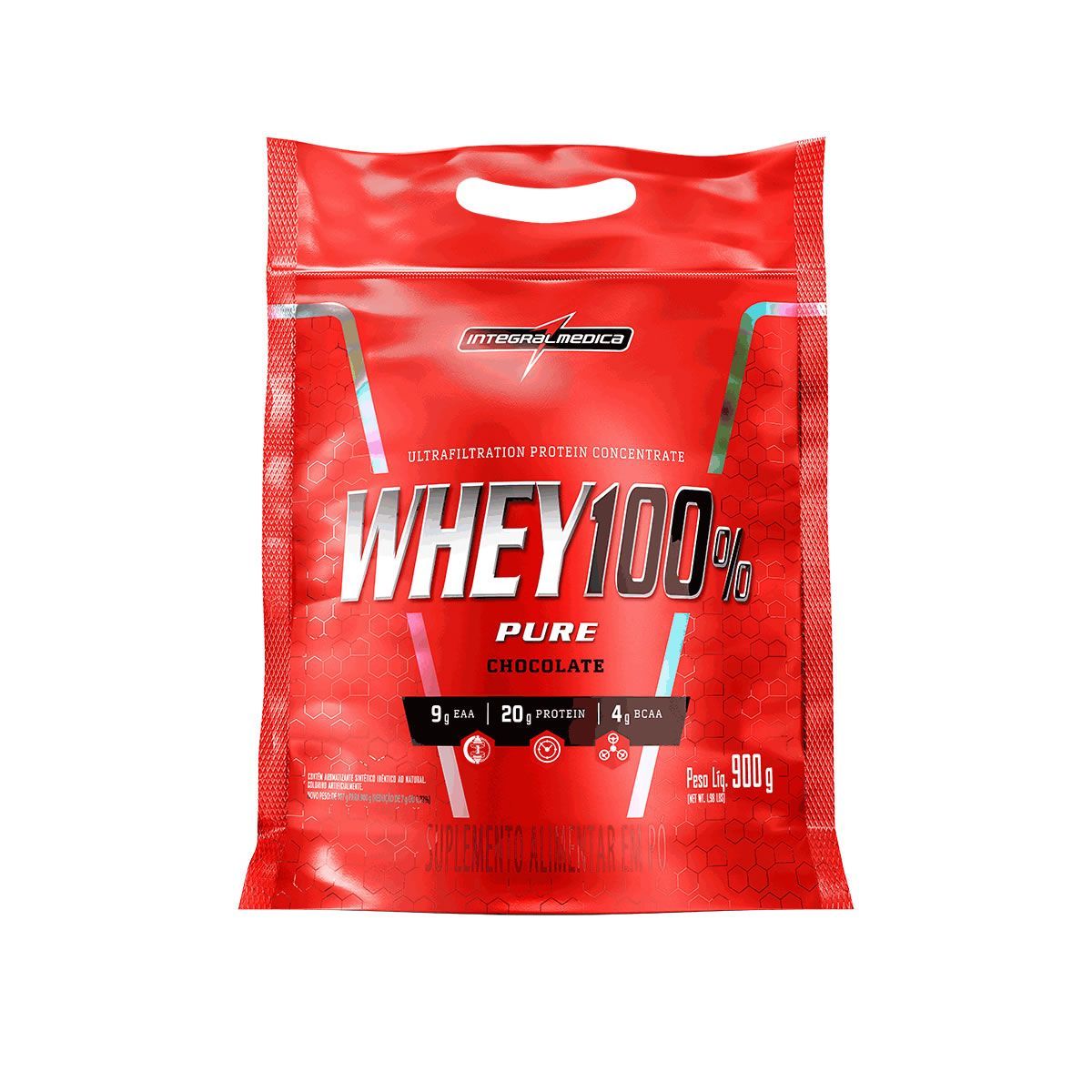 Whey 100% Pure - 900g Refil Chocolate - IntegralM�dica