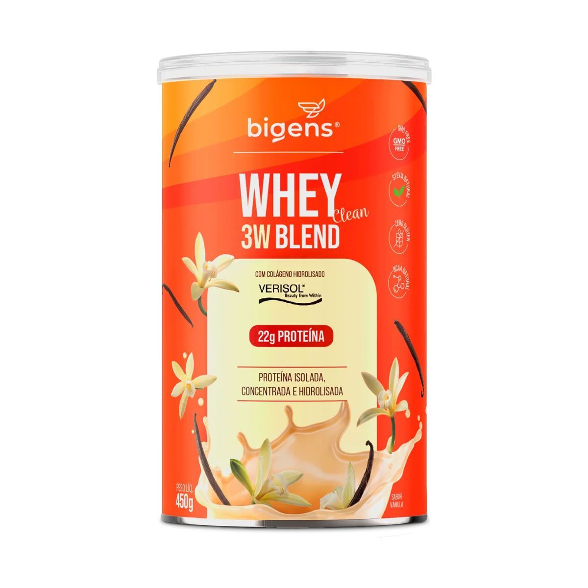Whey 3w Blend Clean - 450g Vanilla - Bigens