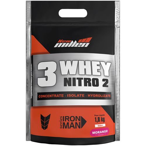 Whey 3W Nitro2 - 1800g Refil Morango - New Millen