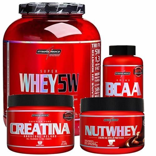 Whey 5W Baunilha 2300g + Creatina 300g + BCAA Top 240 Caps + Nutwhey 200g - Integralm�dica