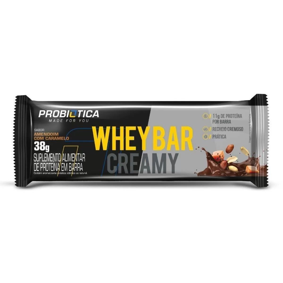 Whey Bar Creamy - 1 Unidade 38g Amendoim Com Caramelo - Probi�tica*** Data Venc. 20/04/2022