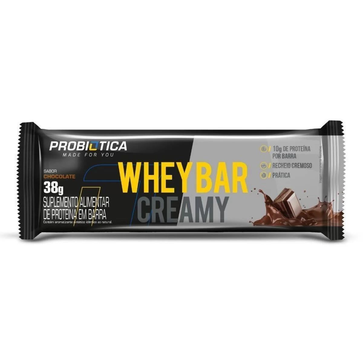 Whey Bar Creamy - 1 Unidade 38g Chocolate - Probi�tica*** Data Venc. 19/07/2023