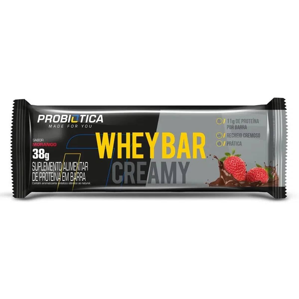 Whey Bar Creamy - 1 Unidade 38g Morango - Probi�tica