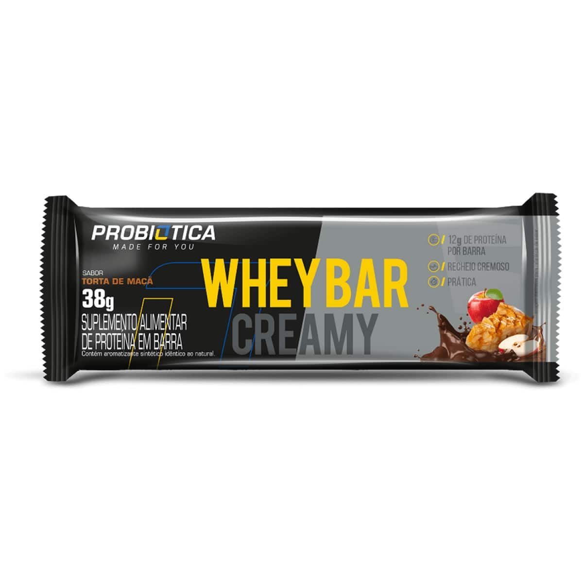 Whey Bar Creamy - 1 Unidade 38g Torta de Ma�a - Probi�tica*** Data Venc. 29/04/2025