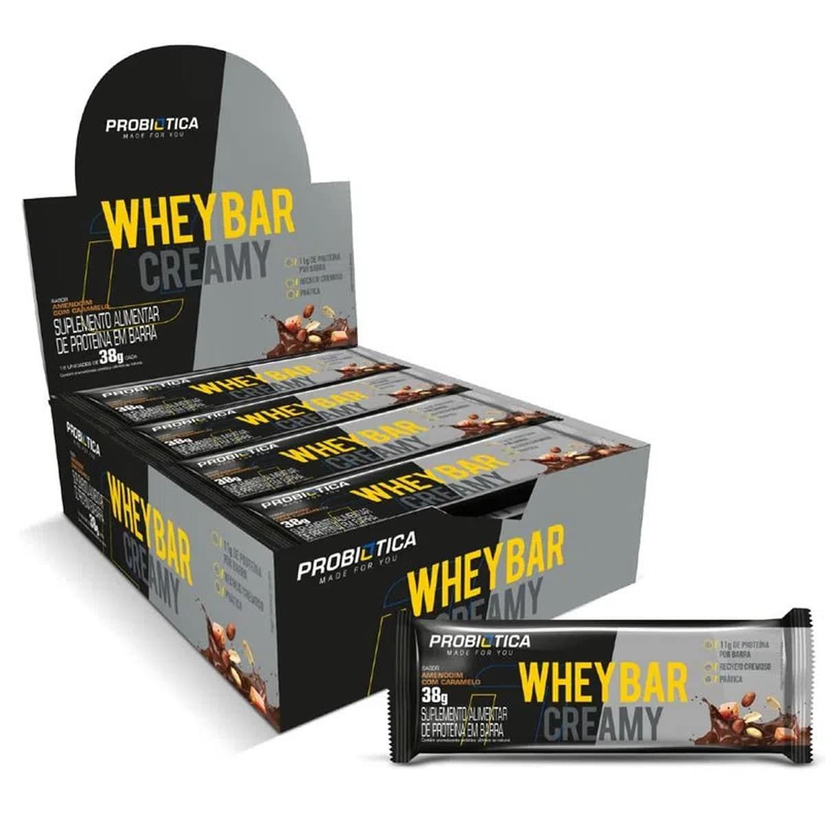 Whey Bar Creamy - 12 unidades 38g  Amendoim Com Caramelo - Probi�tica*** Data Venc. 02/09/2023