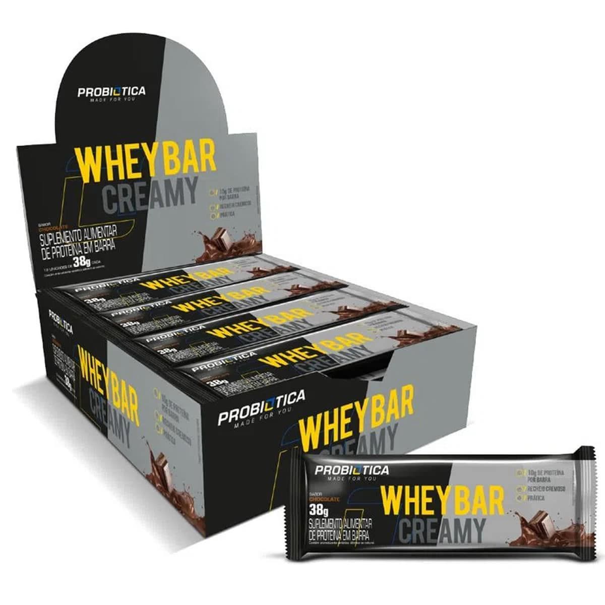 Whey Bar Creamy - 12 unidades 38g Chocolate - Probi�tica