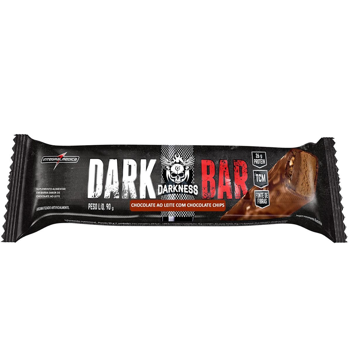 Whey Bar Darkness - 1 Unidade 90g Chocolate ao Leite C/ Chocolate Chips  - IntegralM�dica