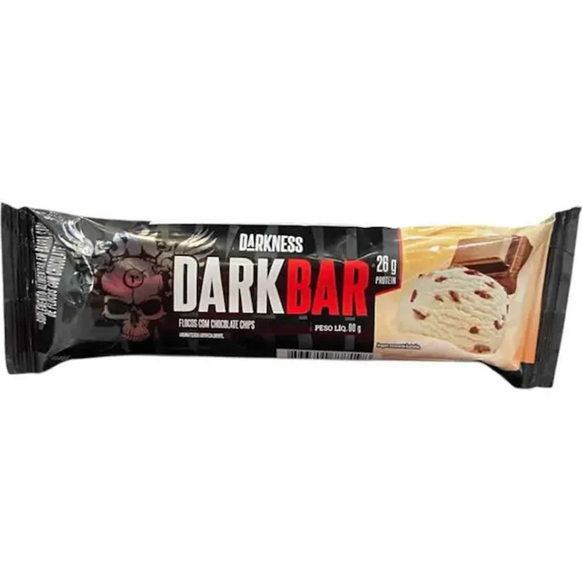 Whey Bar Darkness - 1 Unidade 90g Flocos com Chocolate Chips - IntegralM�dica