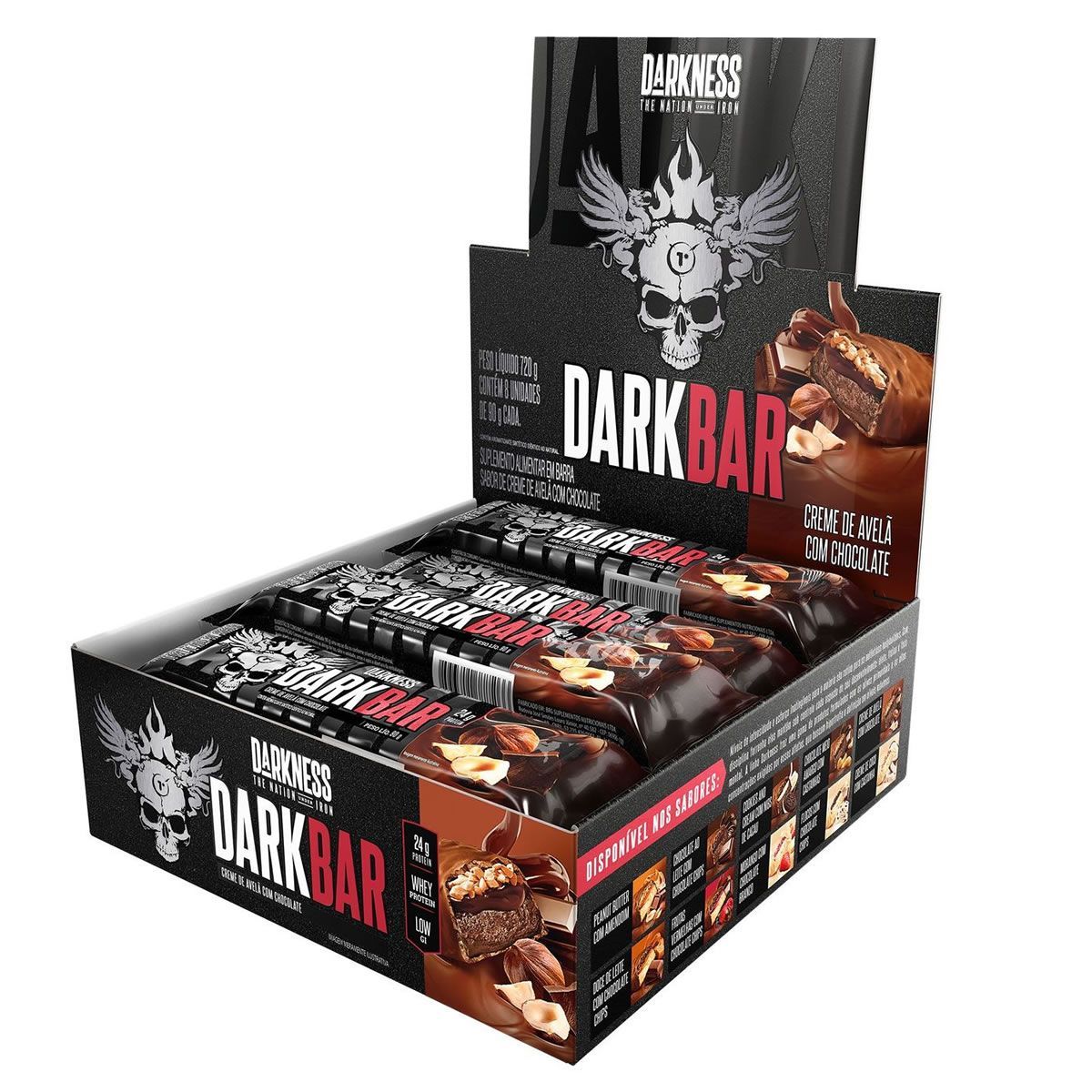 Whey Bar Darkness - 8 Unidades 90g Creme de Avel� com Chocolate - IntegralM�dica
