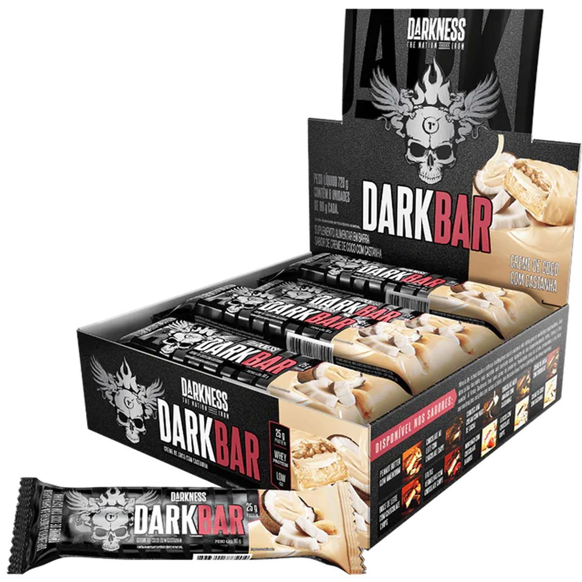 Whey Bar Darkness - 8 Unidades 90g Creme de Coco com Castanha - IntegralM�dica