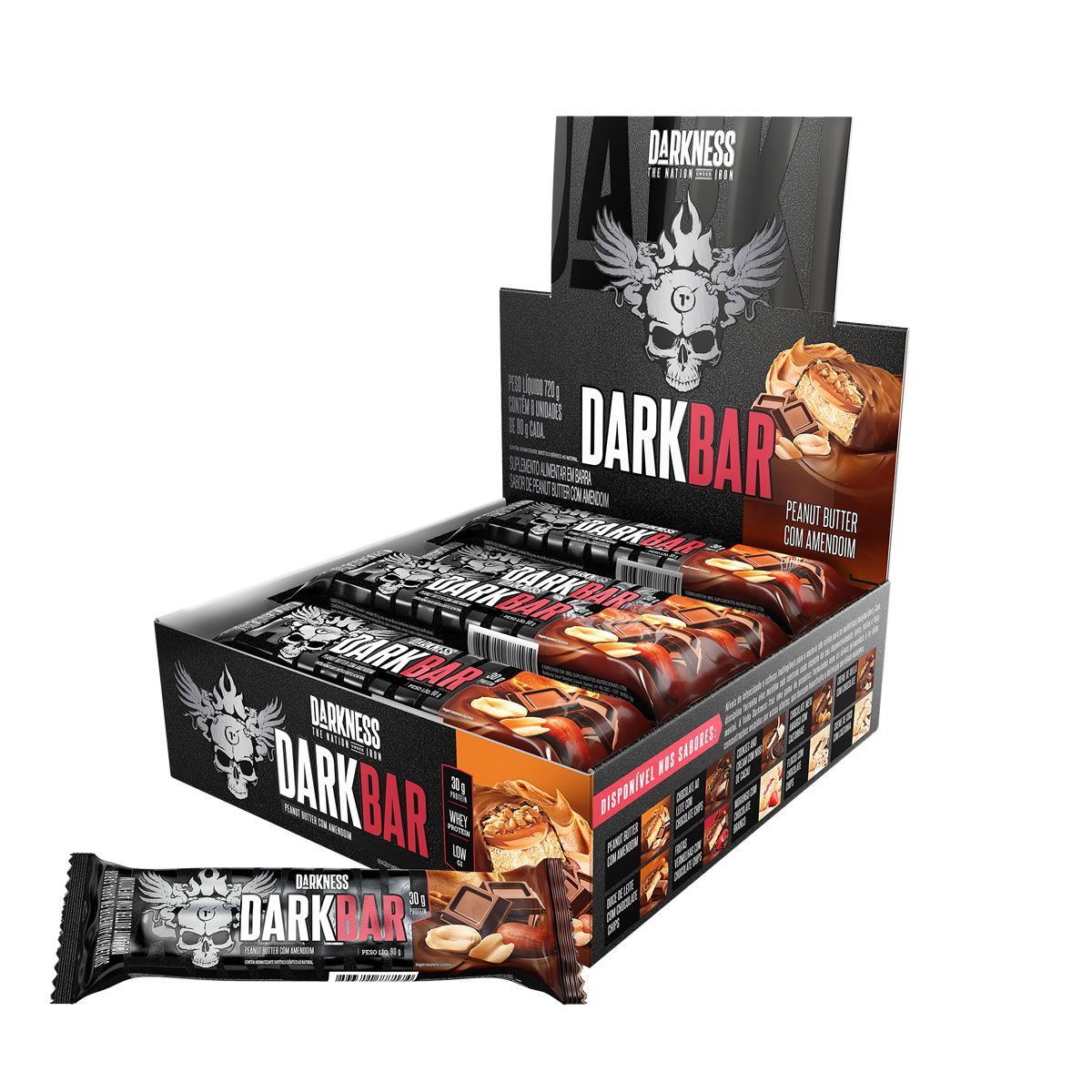 Whey Bar Darkness - 8 Unidades 90g Peanut Butter com Amendoim - Integral M�dica