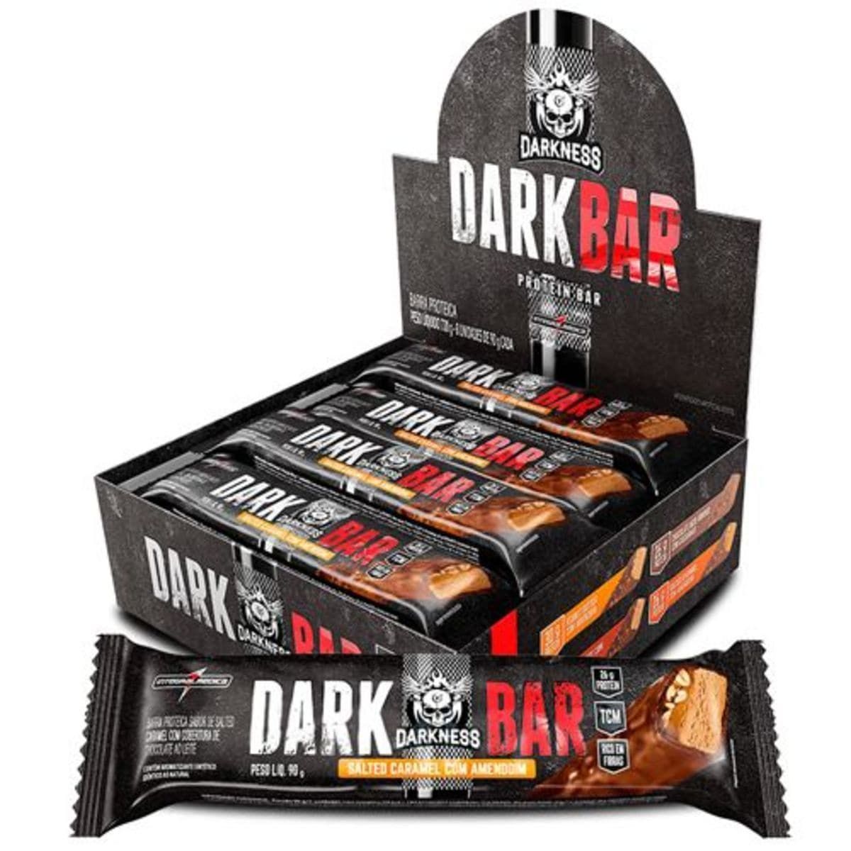 Whey Bar Darkness - 8 Unidades 90g Salted Caramel com Amendoim - IntegralM�dica*** Data Venc. 28/02/2021