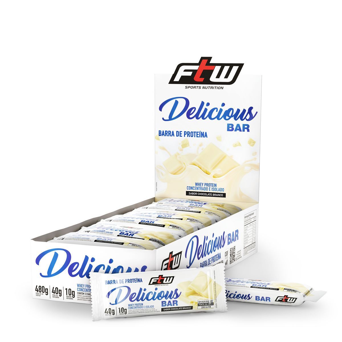 Whey Bar Delicious - 12 unidades de 40g Chocolate Branco - FTW