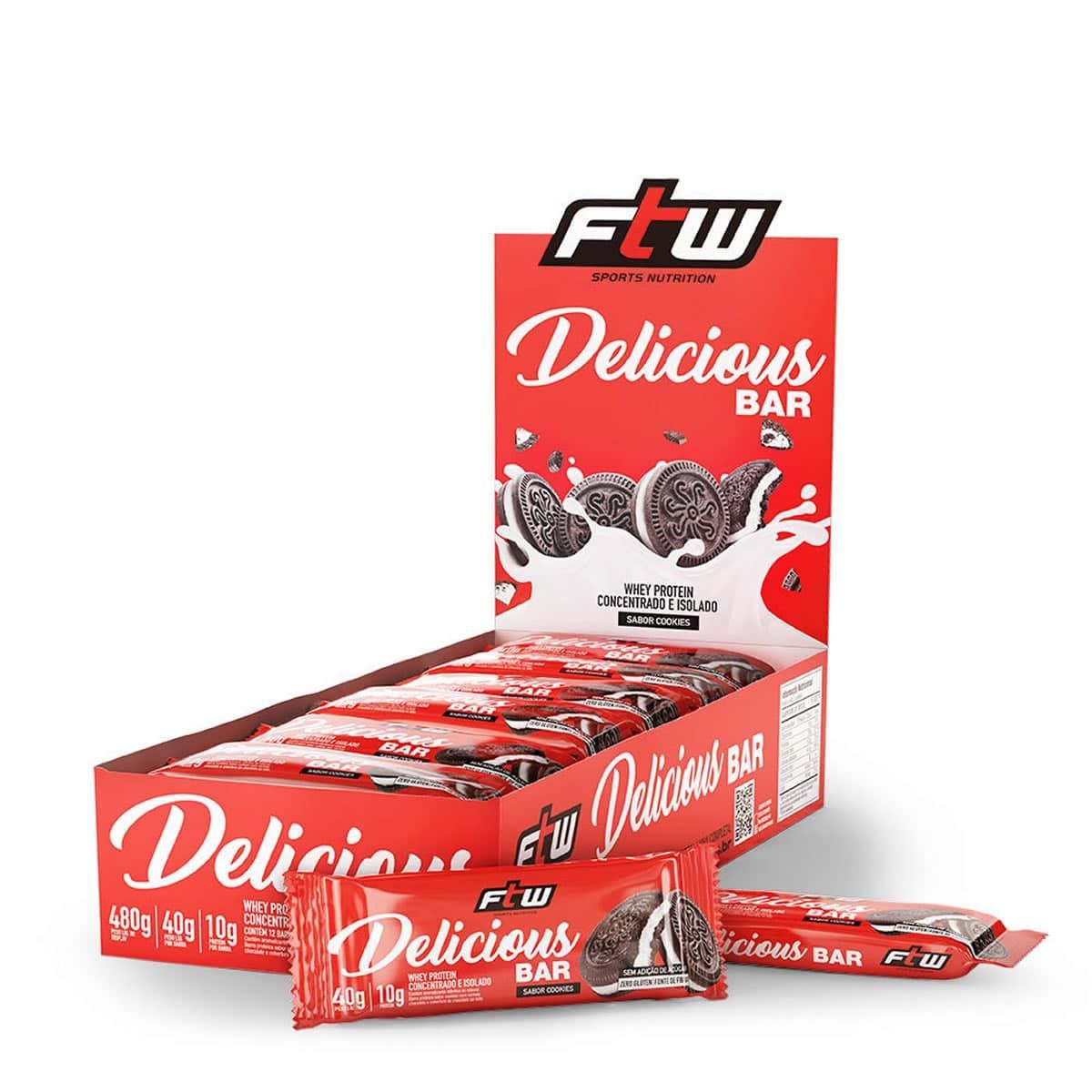 Whey Bar Delicious - 12 unidades de 40g Cookies - FTW*** Data Venc. 13/03/2025