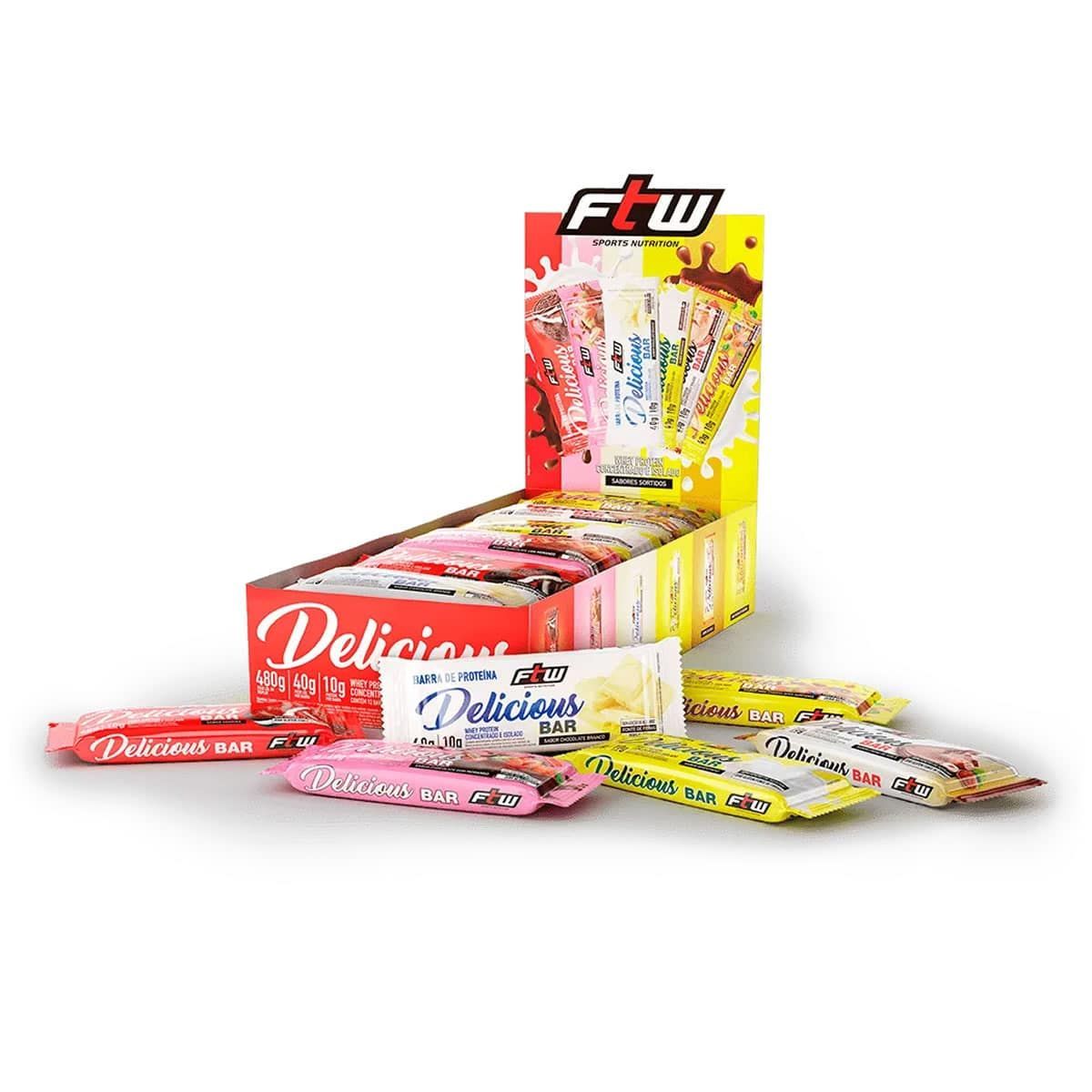 Whey Bar Delicious - 12 unidades de 40g Sabores Sortidos - FTW*** Data Venc. 30/6/23
