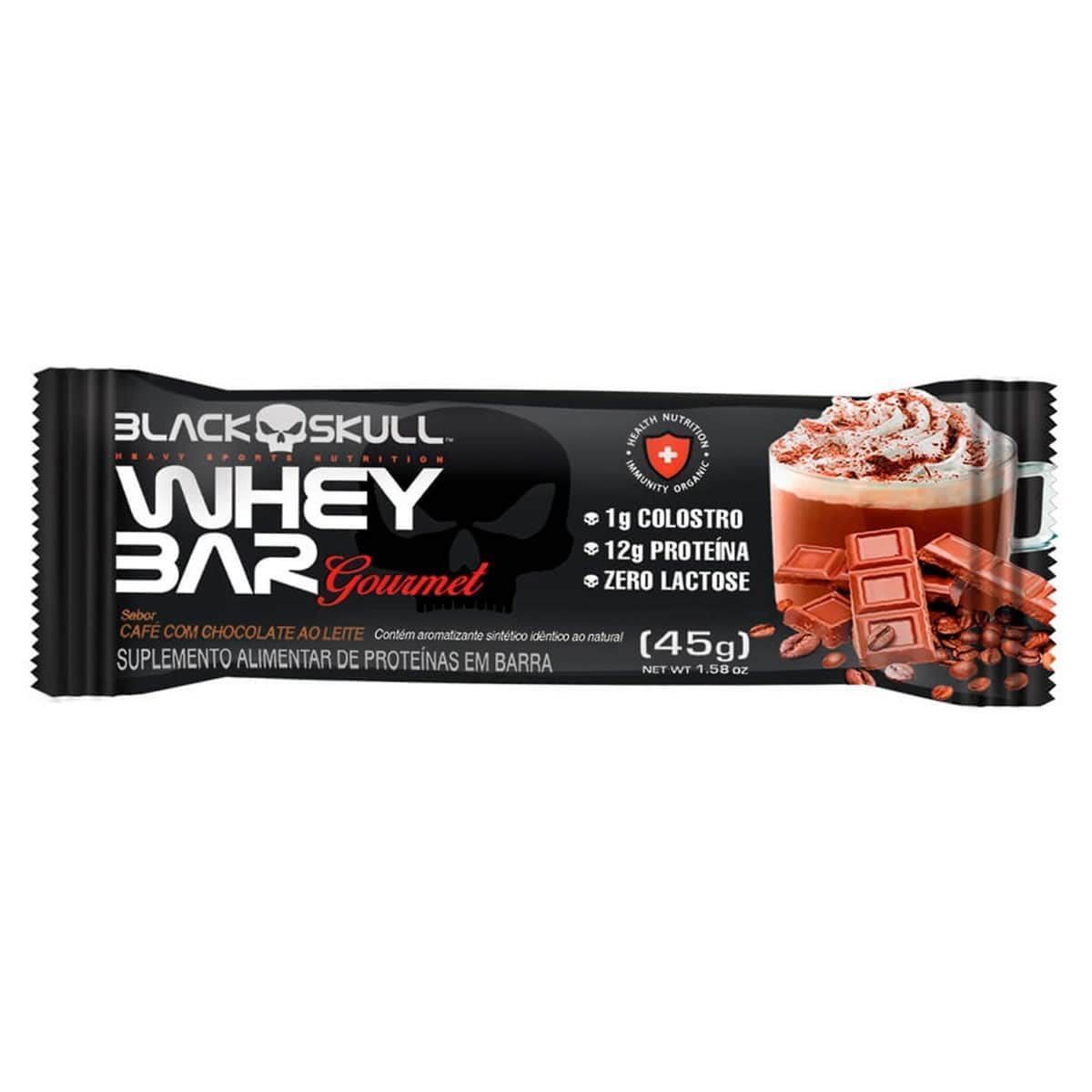 Whey Bar Gourmet - 1 Unidade 45g Caf� com Chocolate - Black Skull